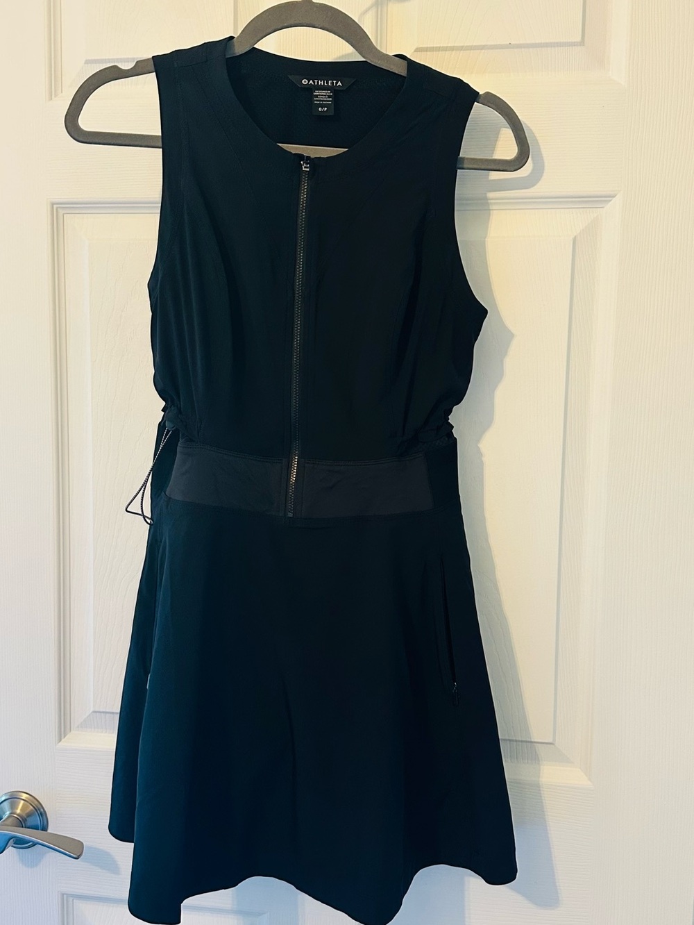 Athleta black zip front athletic dress 0P petite